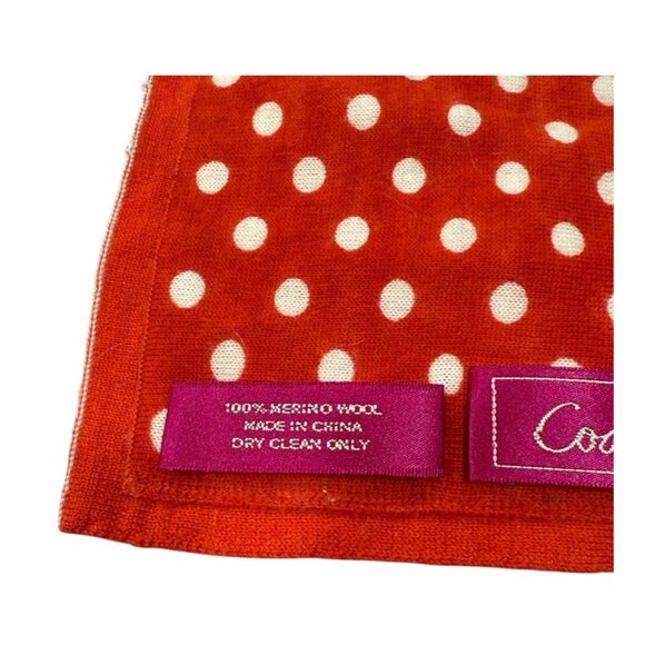 Coach Red & White Wool Scarf F82165, 100% Merino Wool "C" Logo Scarf, Winter - Picture 3 of 4